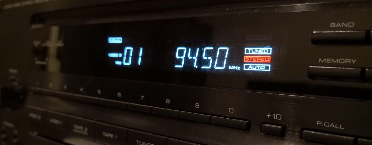 Kenwood Stereo Receiver tuned to FBI Radio 94.5fm