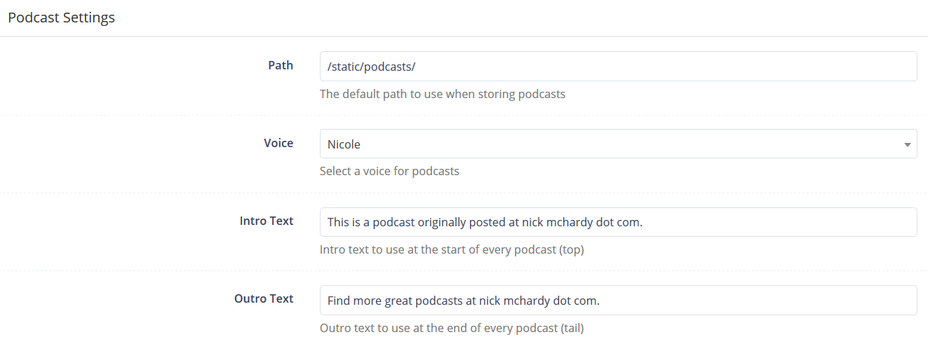 Configuring a site for podcasts in Koi CMS